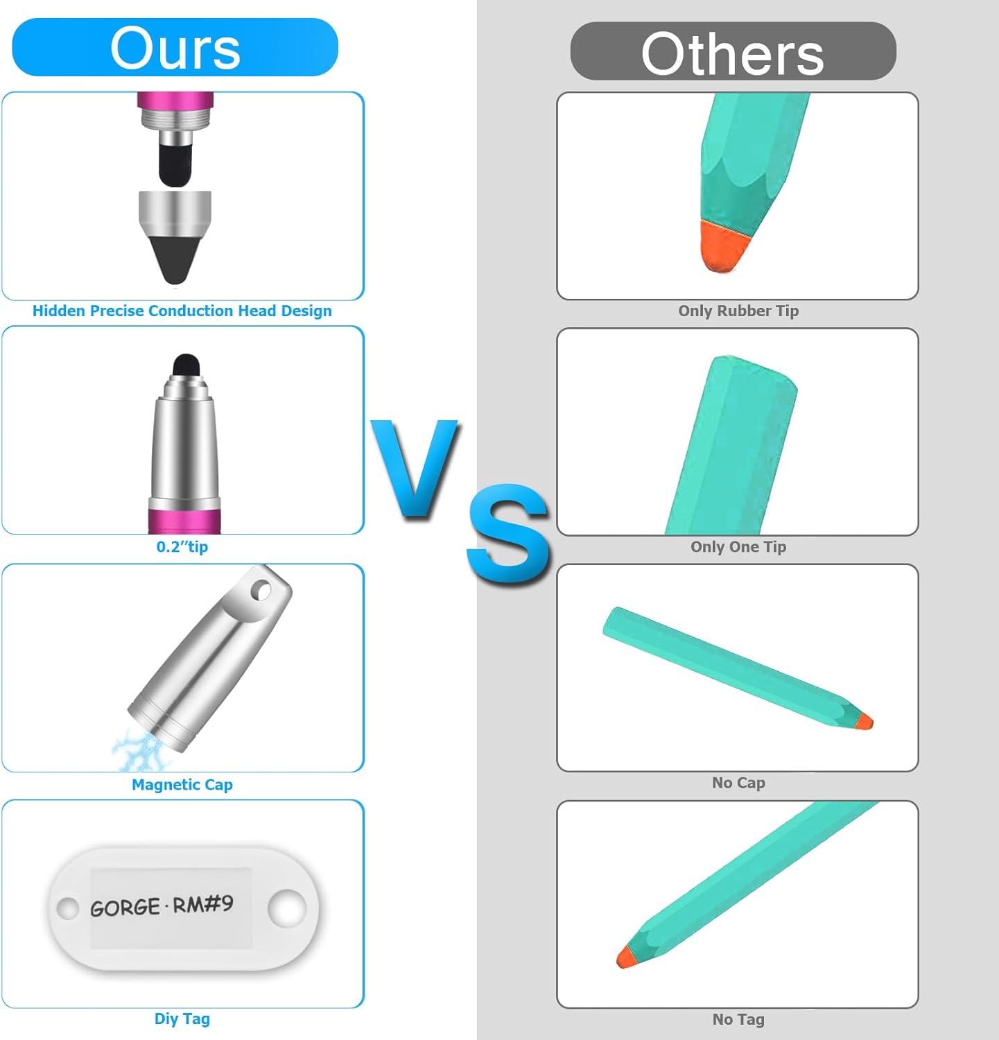 Stylus Pen for iPhone, Universal Capacitive Stylist Pens for Touch Screens with Magnetic Cap, Kids Stylus Pens Pencil for Ipad iPhone Mini Pro Air Chromebook Kindle Samsung - Pink