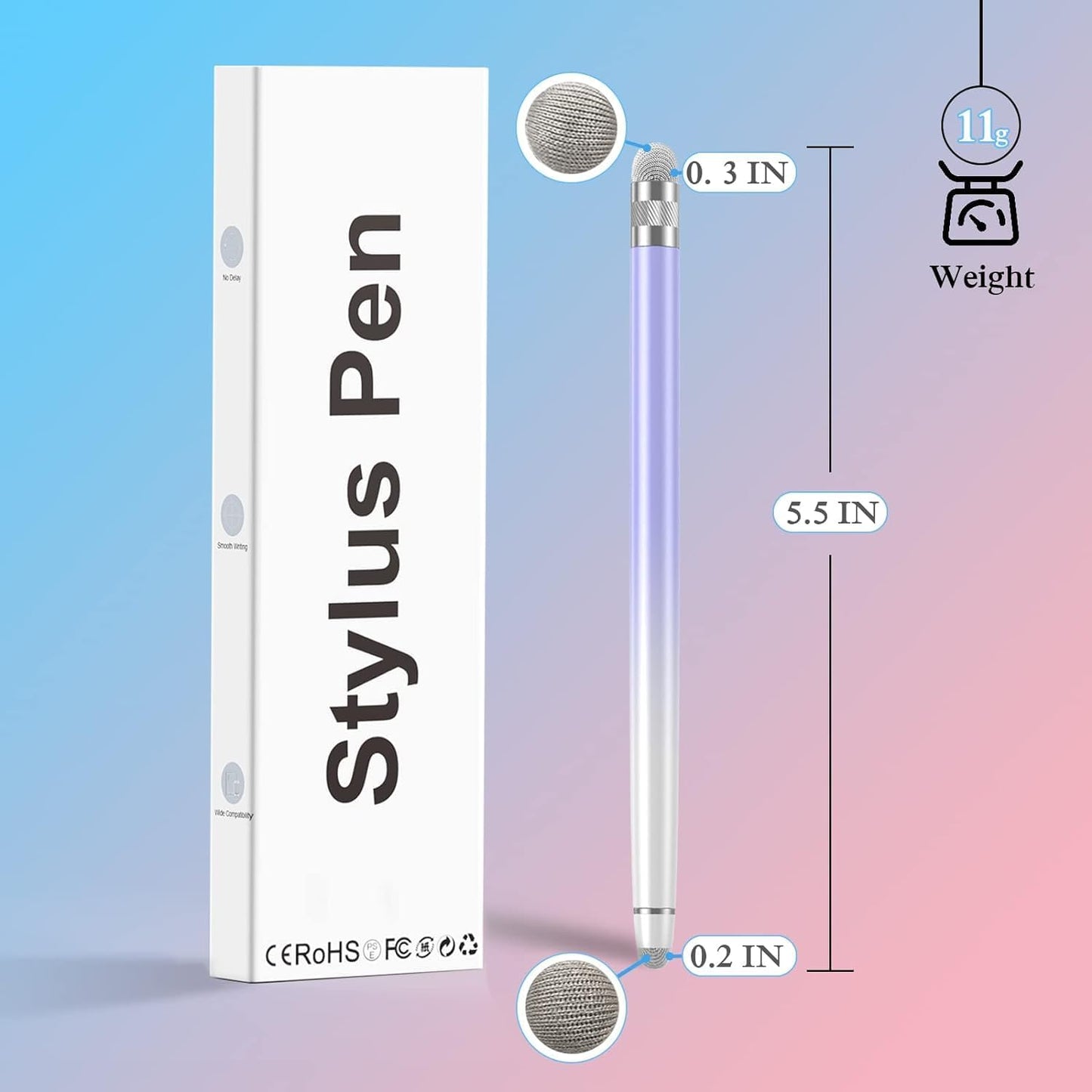 2PCS Stylus Pens for Touch Screens,Stylus Pen for iPhone/iPad/Tablet Android/Microsoft Surface,Compatible with Touch Screens(Purple/Blue)