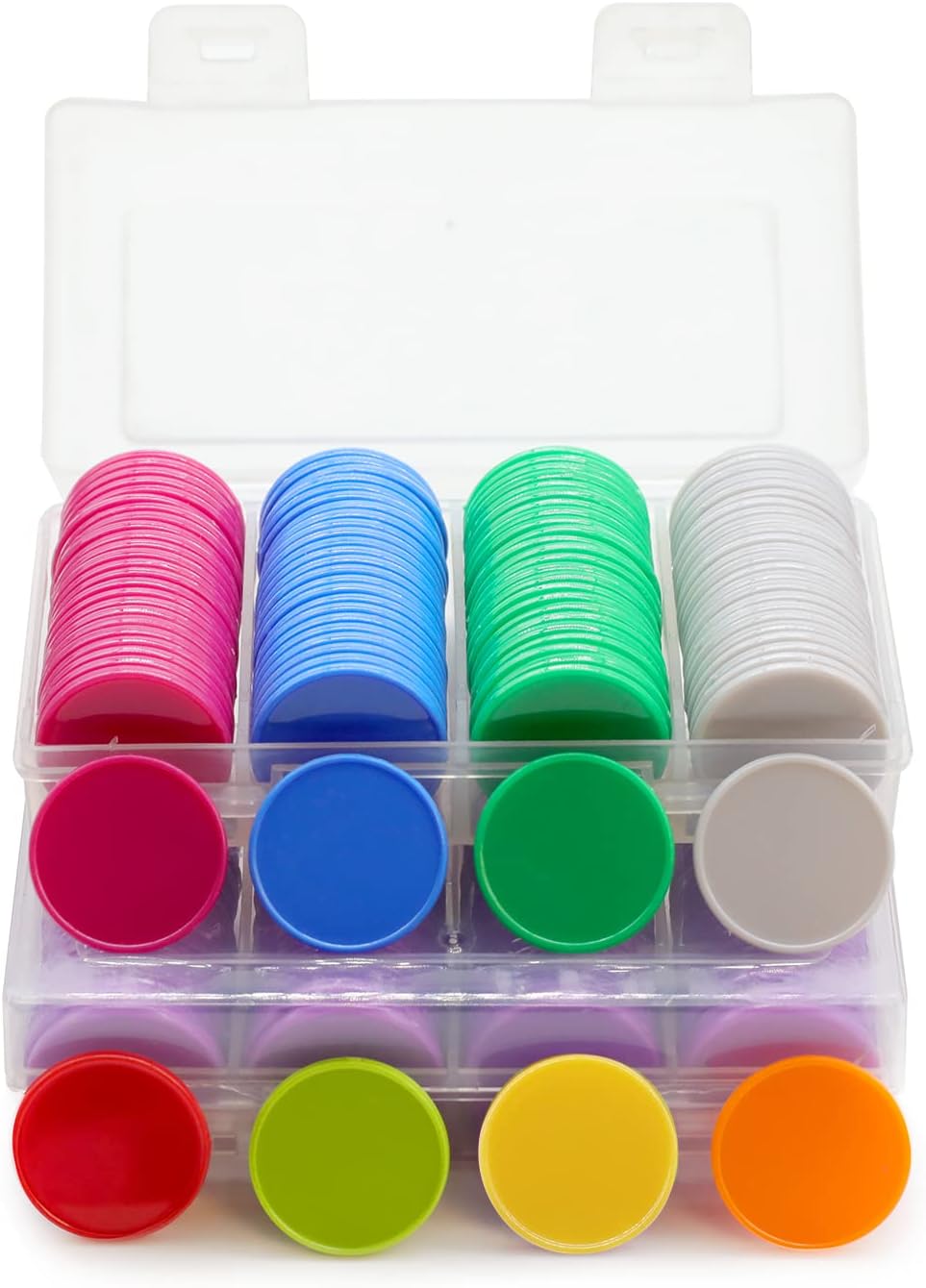 Set of 100 Opaque Plastic Learning Counters Mini Poker Chips Game Tokens with Storage Box (Goldenrod, 1.26 Inch)