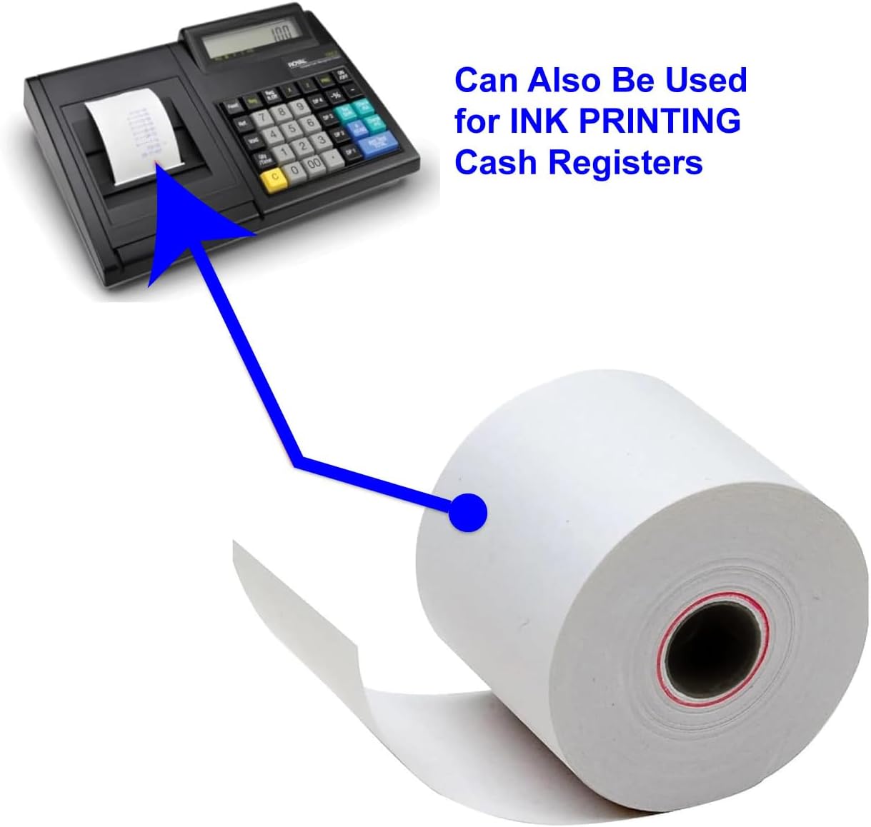 (2 Rolls) 2 1/4 in x 150 ft Adding Machine Tape Paper Rolls, for HR-10RC, HR-170RC, HR-200RC, EL-1197PIII, EL-1801V, P23-DHV-3, CP-90A, MP11DX-2, 1280-2, 80 GSM,3000Labels Direct