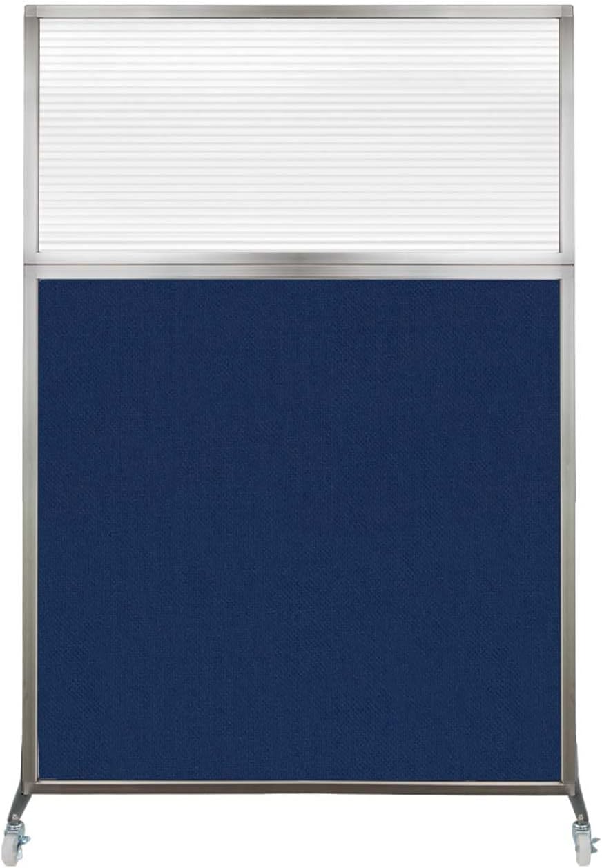 Versare Hush Screen Portable Room Divider with Wheels | Workstation Wall Divider | Freestanding Privacy Hush Panels | Clear Fluted Windows | Fabric Office Divider Screen | Great for Room Separation