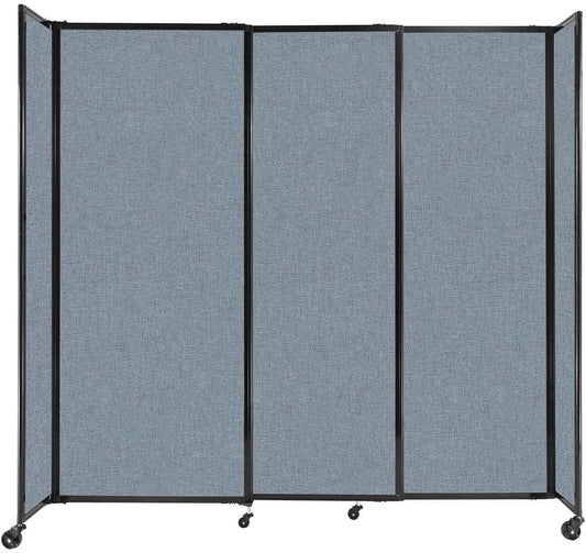 Versare Straightwall Sliding Portable Wall Partition | Freestanding Office Dividers | Locking Wheels | Temporary Room Separator | 7'2'' Wide x 6'10'' Tall Powder Blue Fabric Panels