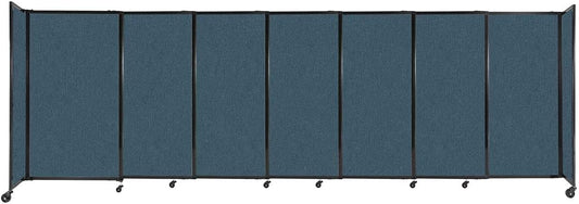 Versare Straightwall Sliding Portable Wall Partition | Freestanding Office Dividers | Locking Wheels | Temporary Room Separator | 15'6" Wide x 5' Tall Caribbean Fabric Panels