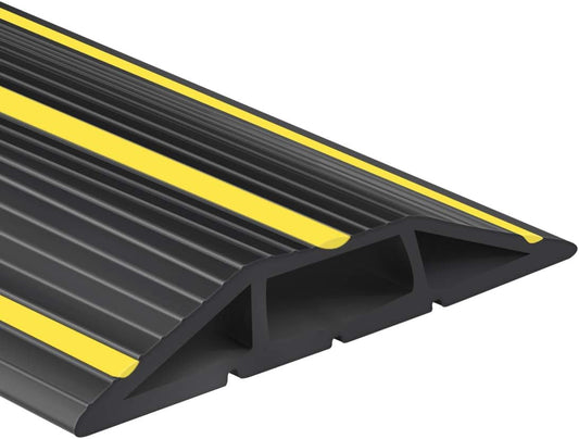 Papillon Cable Protector 3-Channel Heavy Duty Cord Cover - Floor Wire Concealer Easy to Unroll for Home Office Warehouse (6.5Ft, Black)