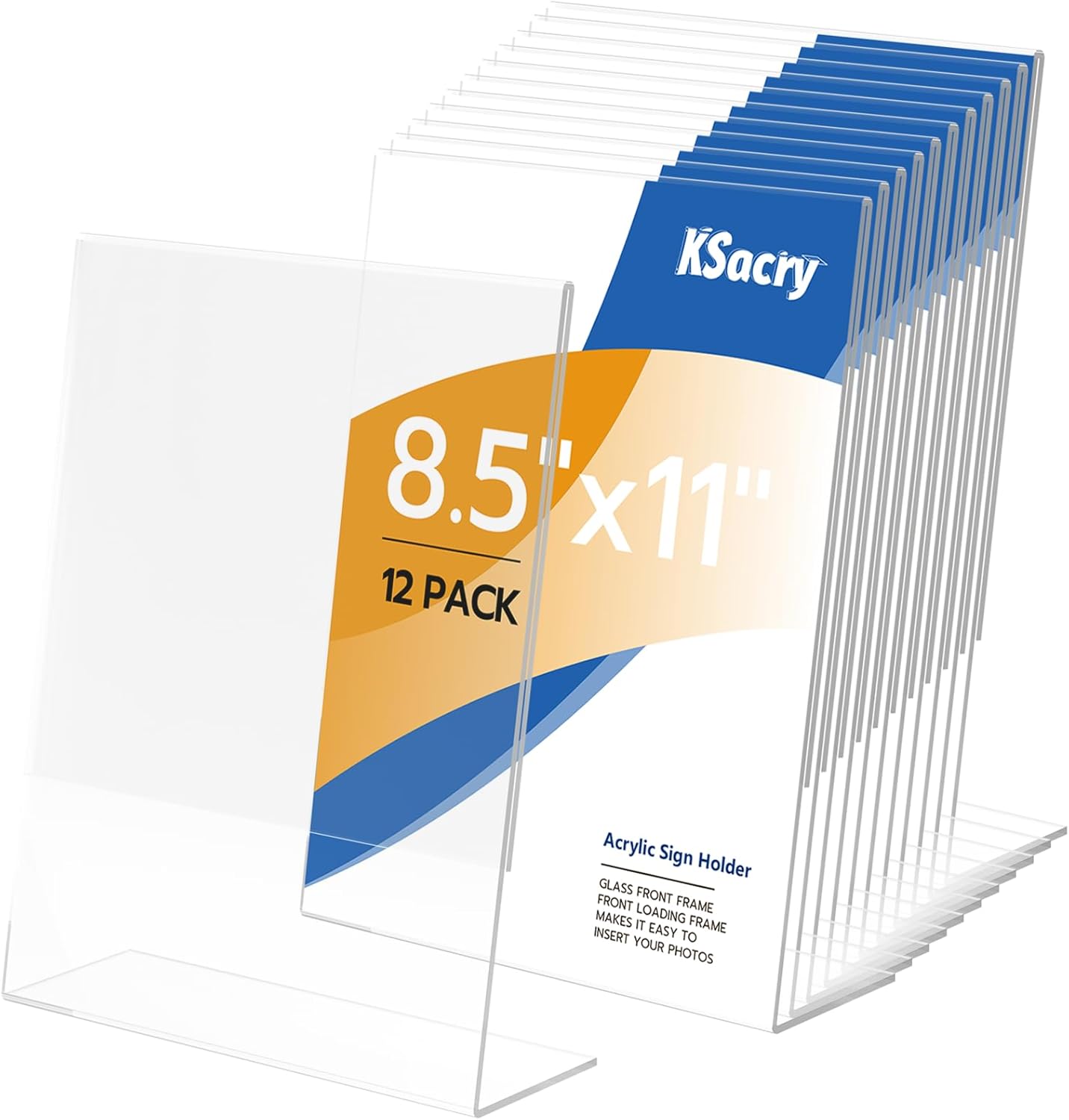 KSacry 12 Pcs Acrylic Sign Holder 8.5*11inch, Slanted Back Sign Holder, acrylic display stand,Vertical Acrylic Indicator Stand, Suitable for shopping malls, offices, restaurants, and weddings