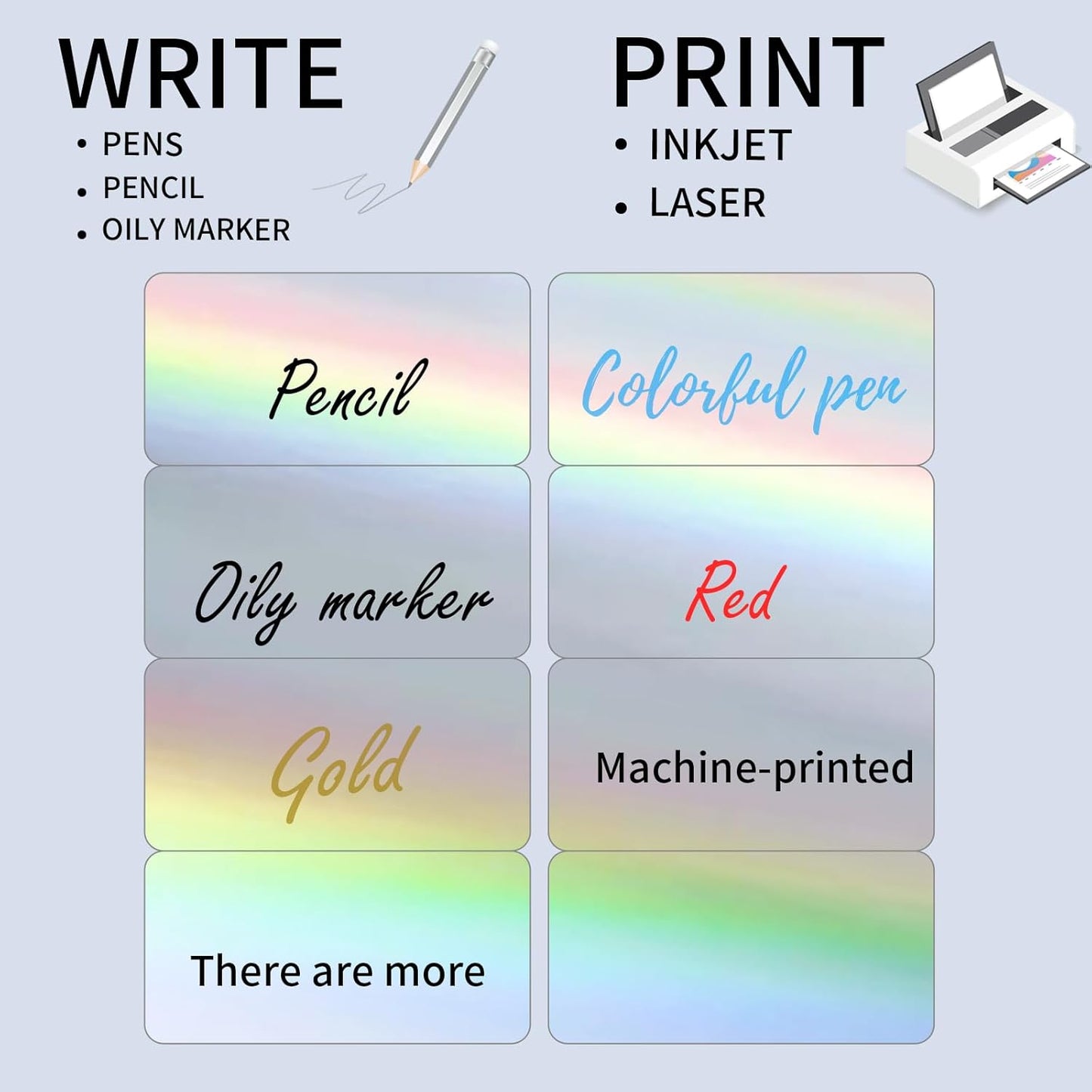 STARLIBOO Shipping Labels Stickers, 2"×4" Printable Holographic Mailing Labels for Laser/Inkjet Printing- Matte, Permanent Adhesive Sticker (Holographic Silver)
