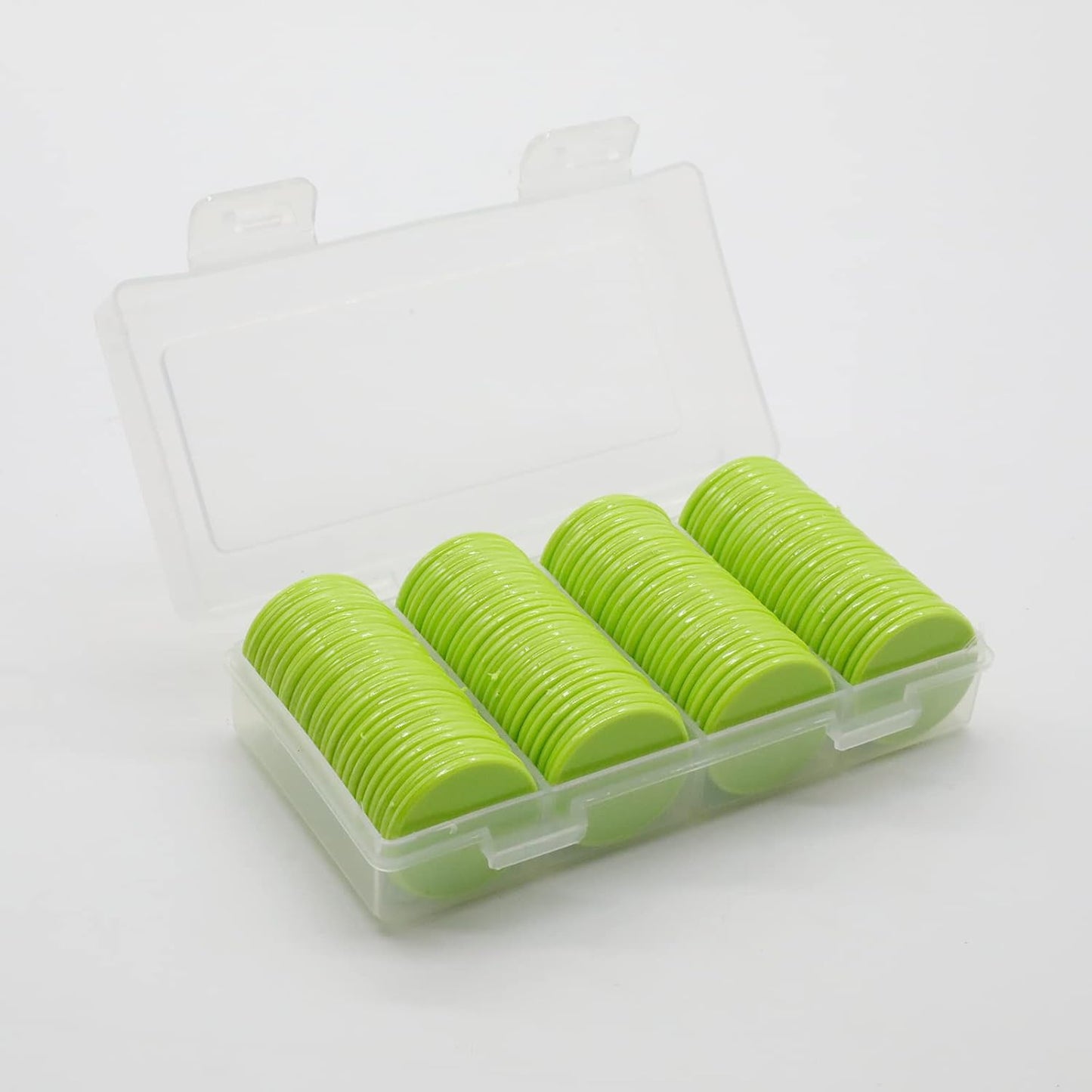 Set of 100 Opaque Plastic Learning Counters Mini Poker Chips Game Tokens with Storage Box (Lawngreen, 1 Inch)