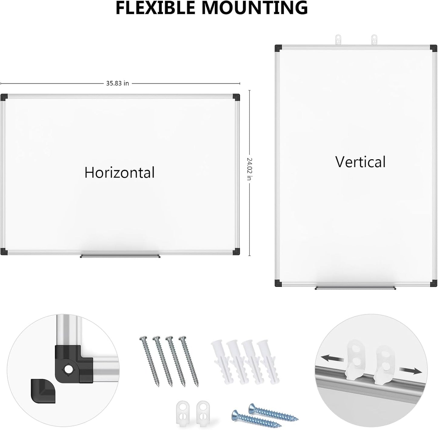 XBoard Magnetic Dry Erase Board/Whiteboard, 36 X 24 Inches, Double Sided White Board,1 Dry Eraser & 3 Dry Erase Markers & 4 Push Pin Magnets