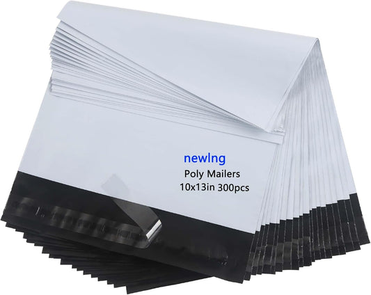 newlng Poly Mailers Shipping Bags Mailing bags-300pcs 10x13"/250x350mm White Shipping Envelopes Self-sealing Adhesive Waterproof and Tear-Proof Packaging Bags poly bag for Clothing Books Gift