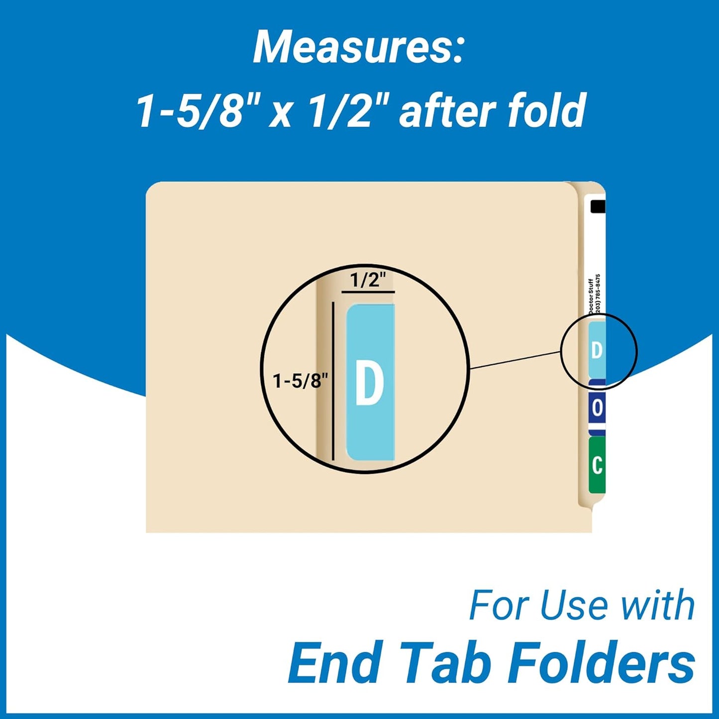 Doctor Stuff - File Folder Labels, Alphabet Letter, Complete Set A - Z, with Tray, Compatible with Smead Alpha-Z Acc/ACCS - SMAM Series Alpha Stickers 1-5/8" x 1”, 26 Rolls, 250/Roll