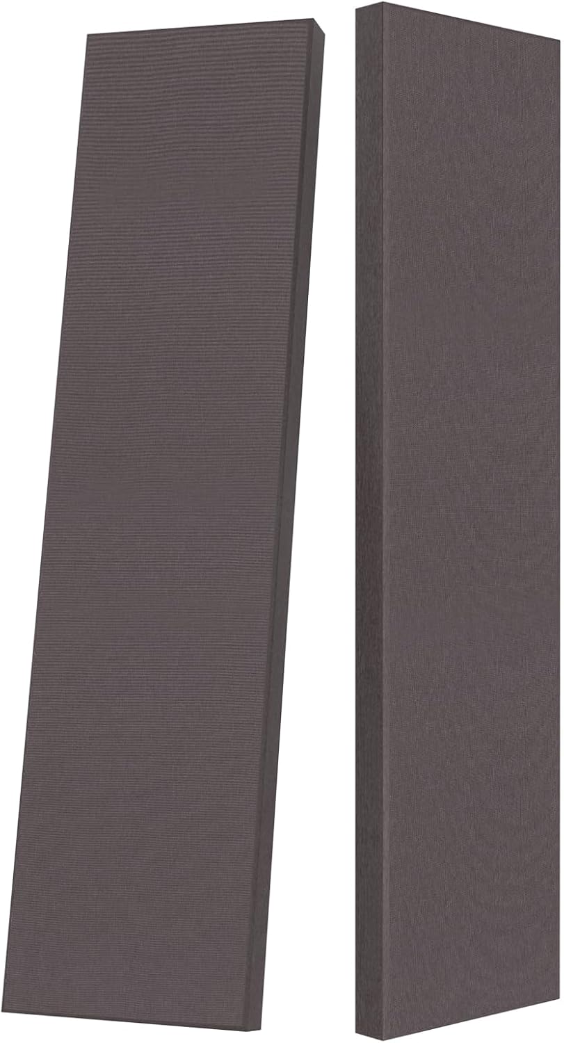 2” Thick Acoustic Panels with Hanging Brackets to the Wall, 2 PCS 47.2” x 11.8” Fiberglass Sound Absorbing Panels for Home Theater Church Office Wall or Ceiling, Mud Grey