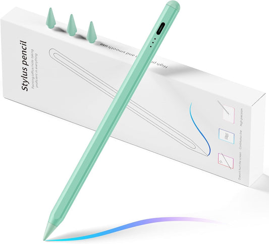 Stylus Pen for iPad, Fast Charging Pencil for Pad with Palm Rejection, Tilt Sensitivity for iPad 6-10, Pro 11"/12.9"/M4, Air 3/4/5/M2, Mini 5/6, Green