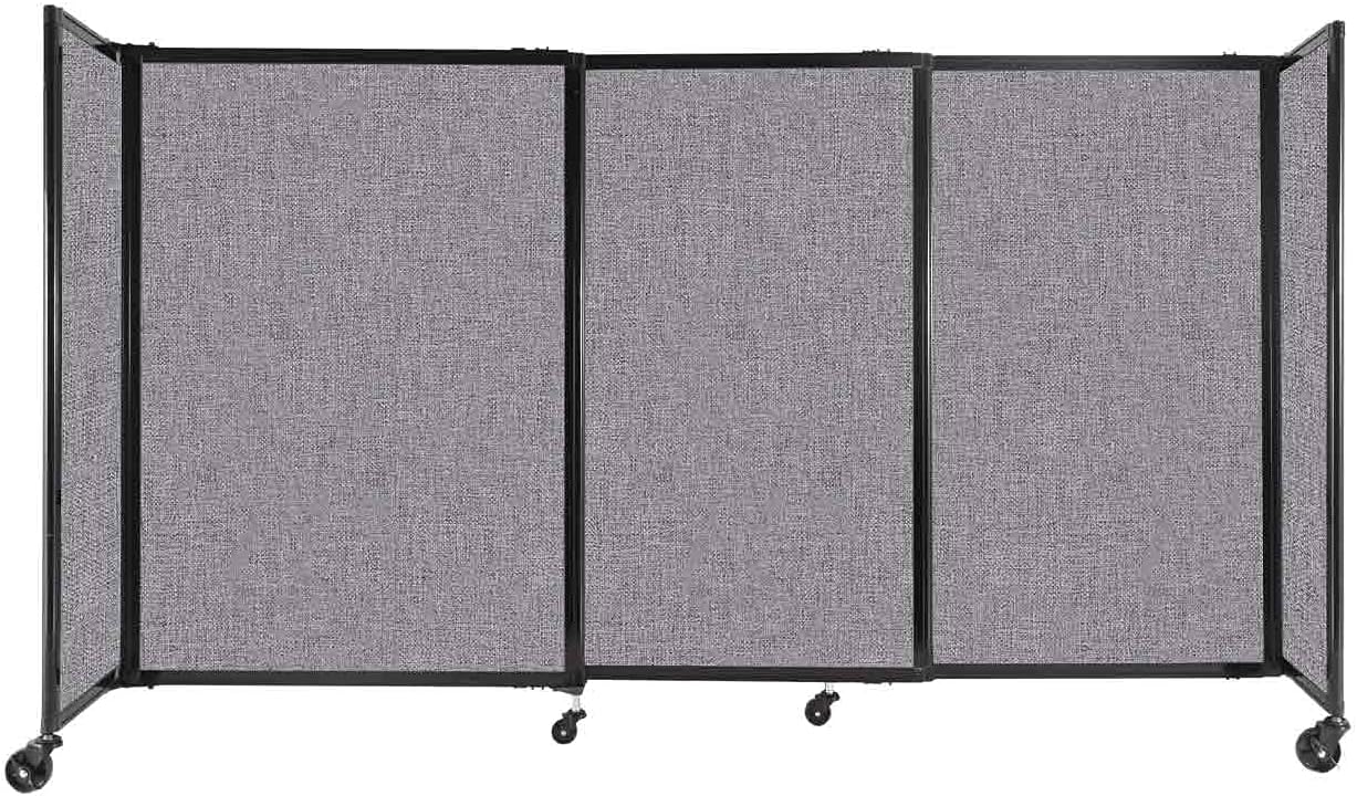 Versare Straightwall Sliding Portable Wall Partition | Freestanding Office Dividers | Locking Wheels | Temporary Room Separator | 7'2'' Wide x 4' Tall Cloud Gray Fabric Panels