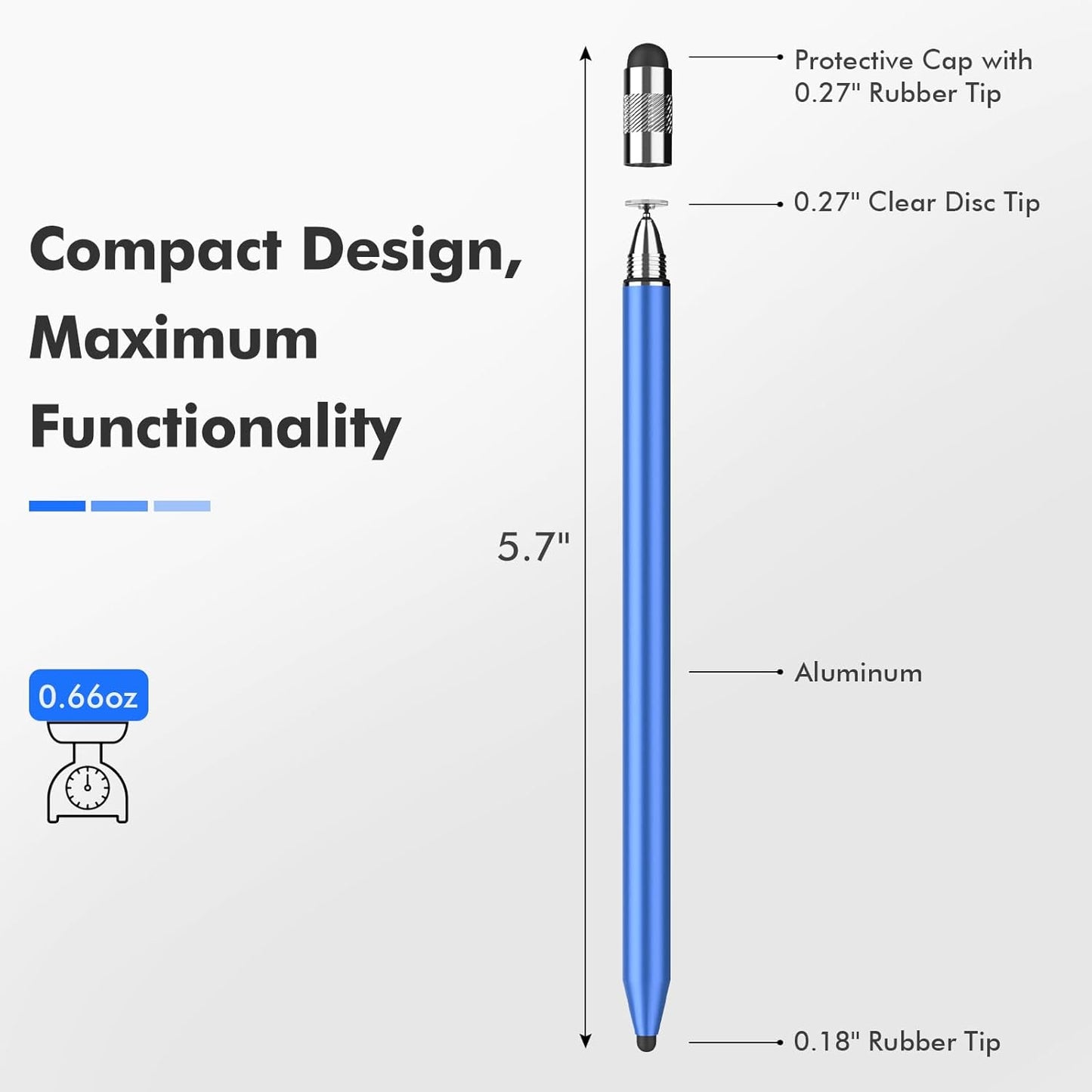 MEKO 3 in 1 Stylus Pens for Touch Screens, High Sensitivity & Precision Capacitive Stylus Pencil for Apple iPad iPhone Tablets Samsung Galaxy All Universal Touchscreen Devices (2 Pack-Black/Blue)