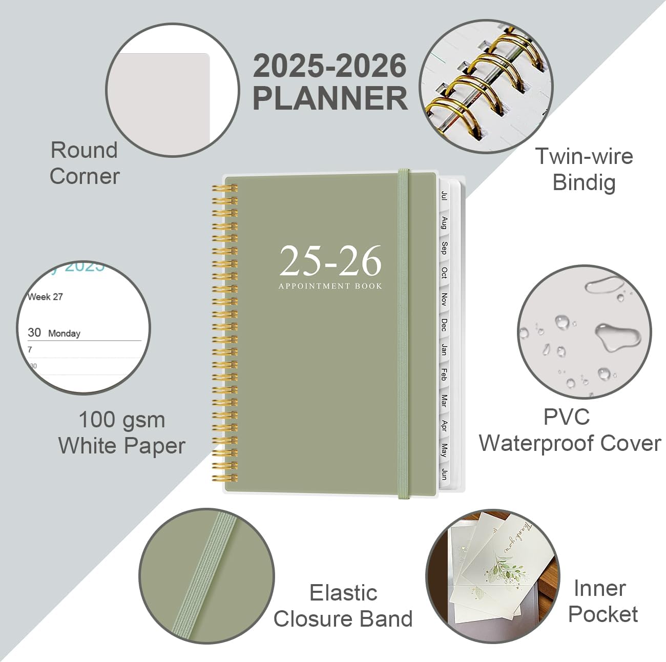 2025-2026 Appointment Book & Planner - Hourly Planner from July 2025 - June 2026, Weekly Appointment Book 2025-2026 with 30-Minute Interval, 6.4" x 8.5", Teal