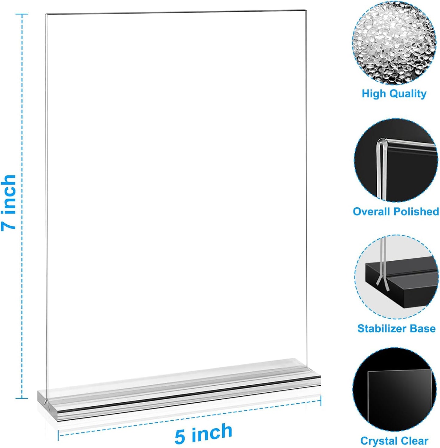 EHWINE 16 Pack Acrylic Sign Holders - 5 x 7, Double-Sided Stand Up Table Top Sign Holders, Clear Acrylic Picture Frame Menu Flyer Paper Display Stand for Office Business Store Wedding Party