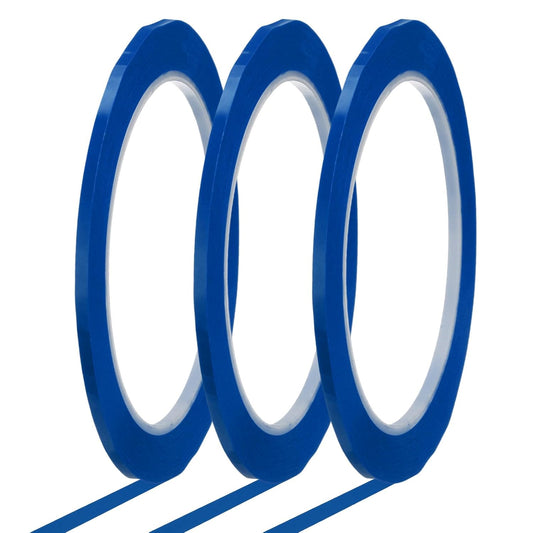 MECCANIXITY Whiteboard Tape 1/8" x 72 Yard Pinstripe Graphic Chart Line Grid Marking Tapes for Classroom Office Dry Erase Board Art, Blue, Pack of 3