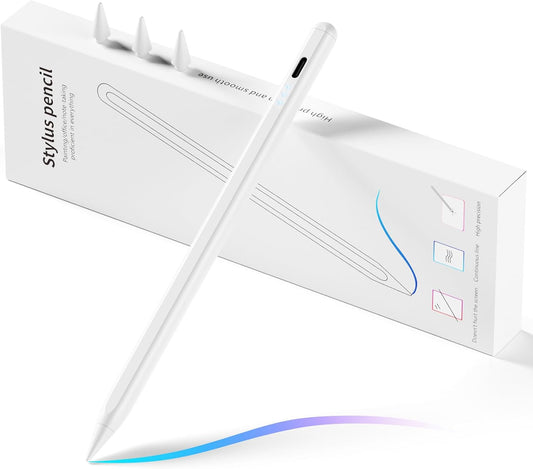 Stylus Pen for iPad, Fast Charging Pencil for Apple Pad with Palm Rejection, Tilt Sensitivity for iPad 6-10, Pro 11"/12.9"/M4, Air 3/4/5/M2, Mini 5/6, Austere White