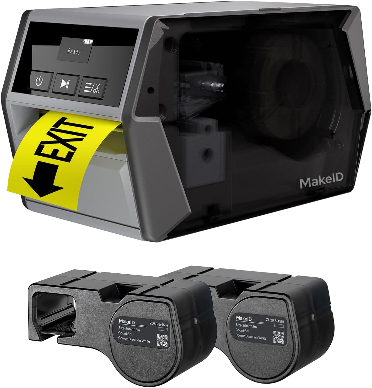 Makeid D50 Industrial Label Printer, Desktop Label Maker 2" Print Head, Mobile APP & PC Editor Compatible, 2600mAh Li-ion Battery, Come with 1.97" W x 26.24ft L Label Heavy-Duty Labeler for Job Sites