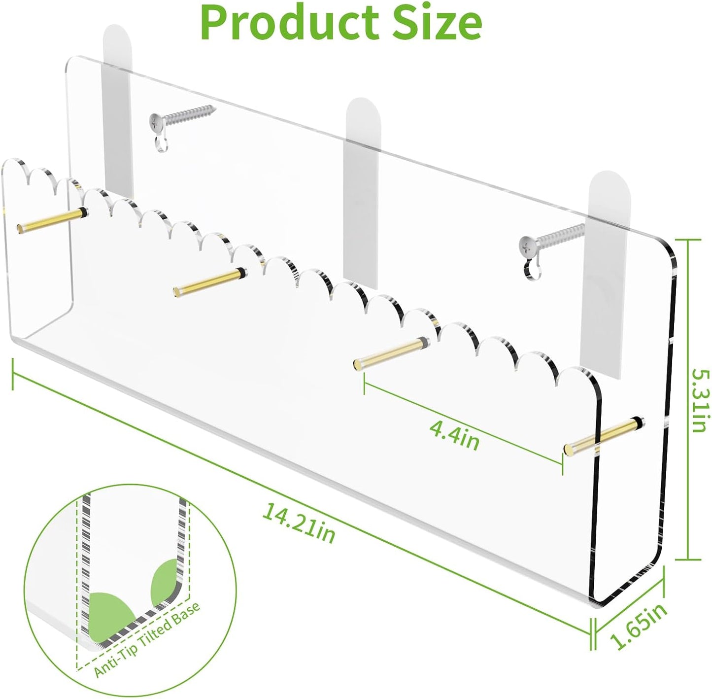 Brochure Holder Wall Mount, 2 Pack Acrylic Modular Flyer with Adjustable Magnetic Golden Bolt, Wavy Lace Pamphlet Display Stand for Organizer Trifold Flyer, Document, Leaflet, 3 Slots