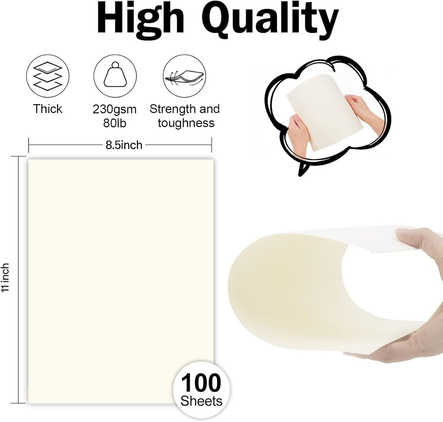 100 Sheets Cream Cardstock 8.5 x 11 Ivory Paper, Goefun Off White Card Stock Printer Paper for Cards Making, Office Printing, Certificate