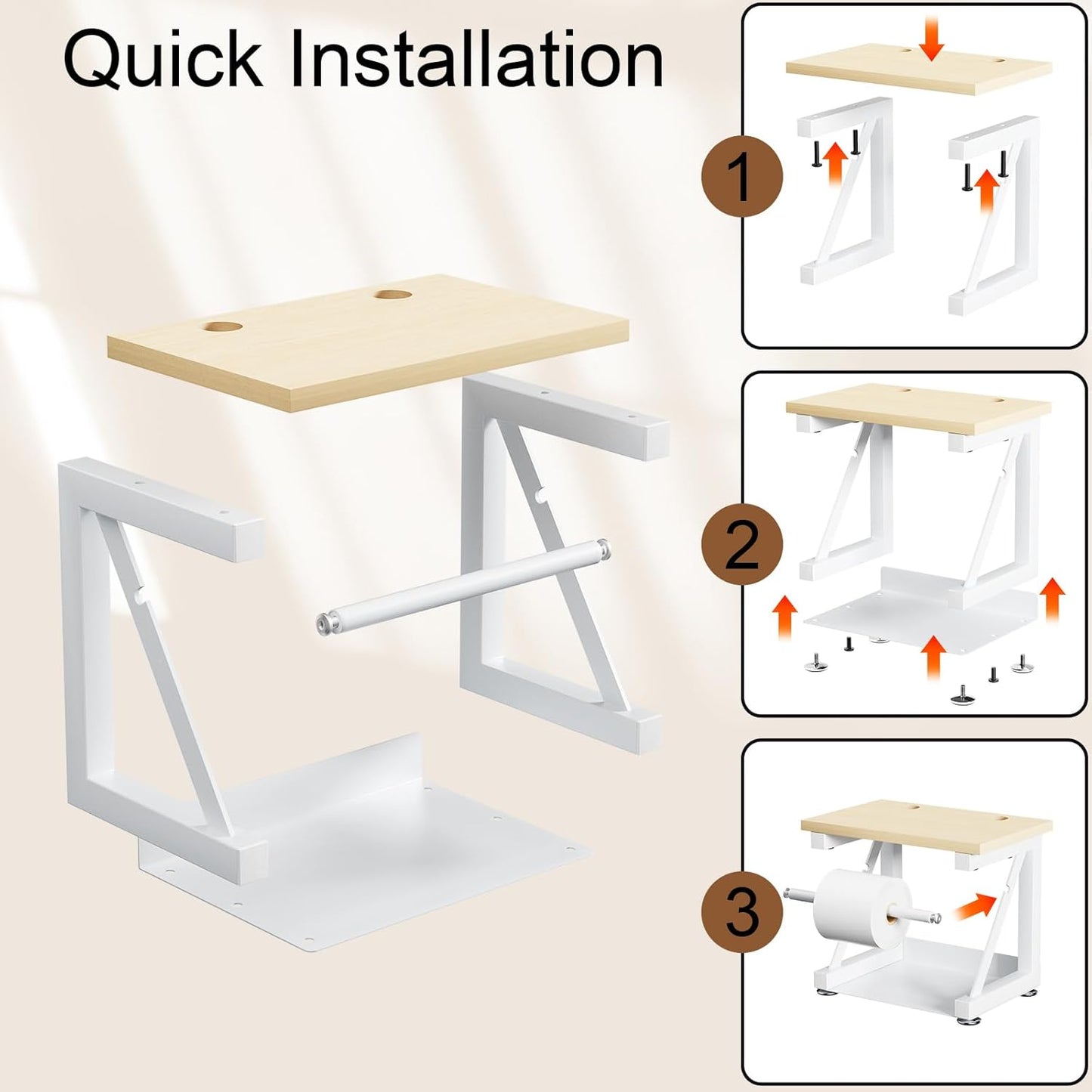 Label Holder for Rolls and Fan-fold Labels, Wooden Thermal Label Holder for Thermal Printer, Stand Desktop Printer Accessory Supplies for Home, Office, Small Business (White)