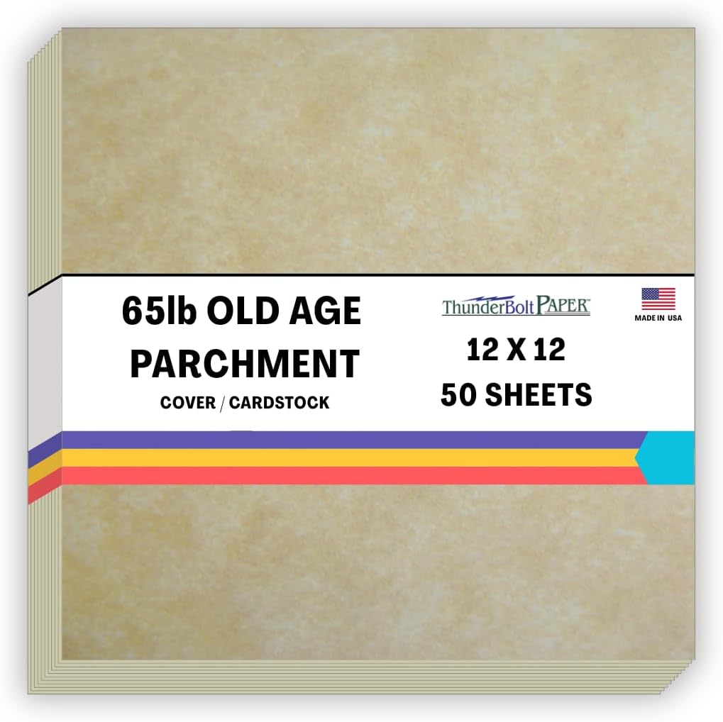 50 Old Age Parchment 65lb Cover Paper Sheets 12 X 12 Inches Cardstock Weight Colored Sheets 12X12 inches Scrapbook Album|Cover Size - Printable Old Parchment Look