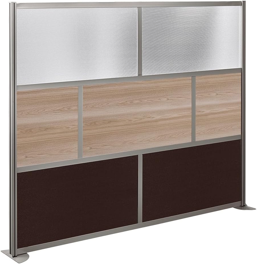 NBF Office Partition Room Divider - 76" H x 96" W Espresso & Warm Ash, Large Privacy Screen, Portable Partition Wall, Free Standing Office Divider