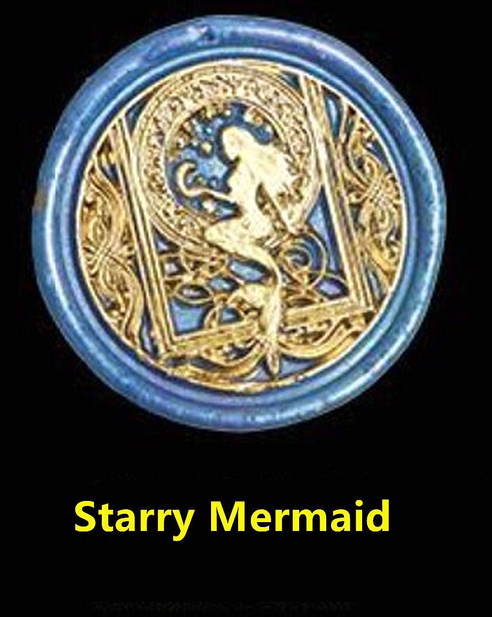 Starry Mermaid Wax Sealing Stamp with Removable Brass Head Wooden Handle - Retro Vintage Animal Sealing Wax Stamp for Letter Cards Invitations