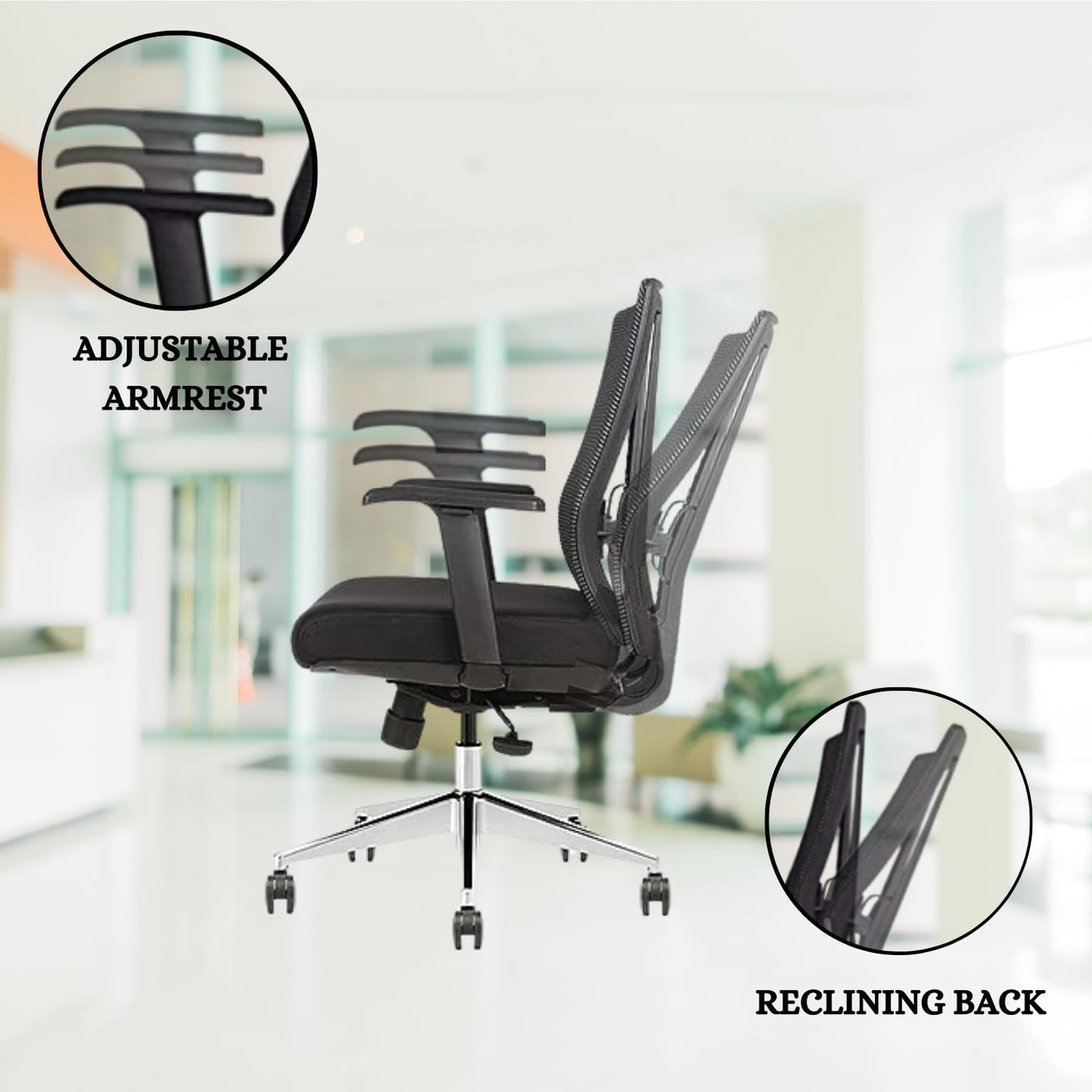 Ergonomic Conference Room Chair Mesh Back with Seat Slide - Adjustable Lumbar Support Computer Desk Chair with Height Adjustable Arms - 5-Star Polished Aluminum Base (Pack of 6)