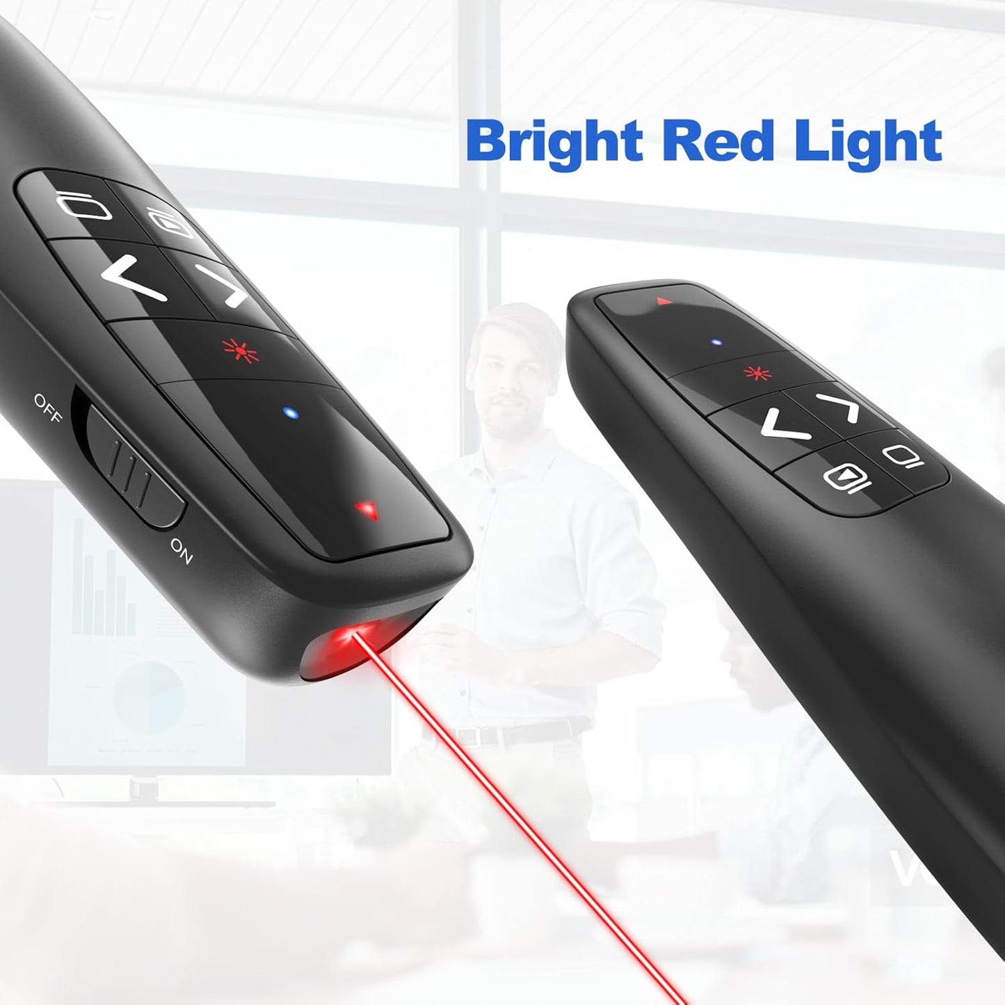 Presentation Clicker with Case Storage: Wireless Presenter Remote: Red Laser Pointer Computer Clickers, USB C PowerPoint PPT Clicker for Mac Laptop, Slideshow Google Slide Advancer