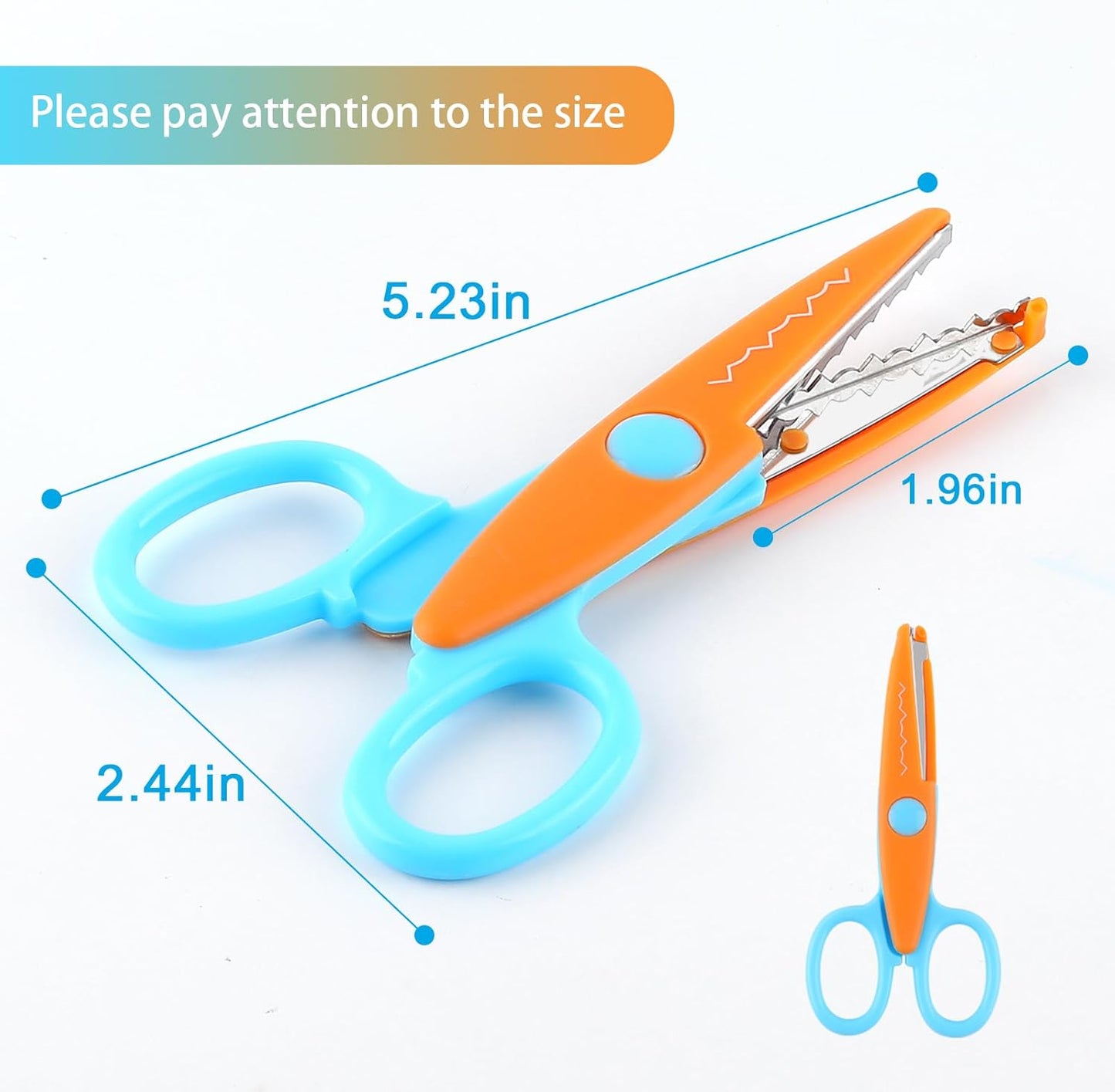 12 Pack Kids Safety Scissors | Blunt Tip with Decorative Edges | 5 Inch Colorful Zig Zag Assorted Patterns for School, Classroom Supplies, Teachers, Art Crafts, Scrapbook, DIY Projects