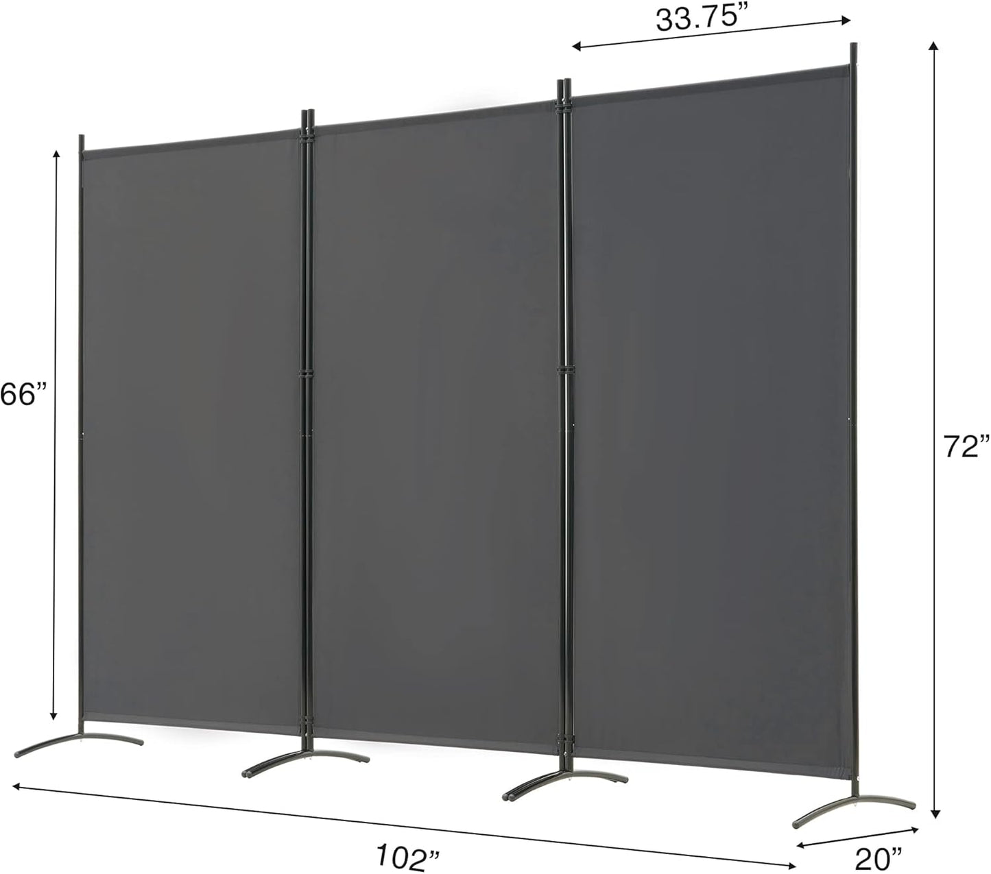 Spurgehom 3 Panel Room Divider Folding Partition Privacy Screens, Freestanding Fabric Room Panel Portable Room Partition Wall Dividers for Home Office Restaurant, 102" W X 71" H (Grey)