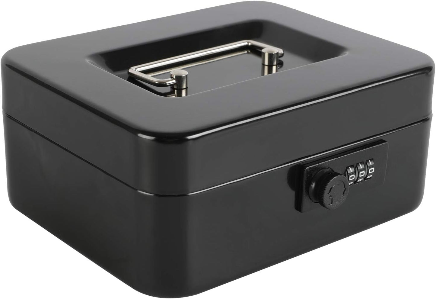 xydled Steel Cash Box Safe with Combination Lock,Money Safe Box with Removable Coin Tray,Medium,7.87"x 6.30"x 3.54",Black