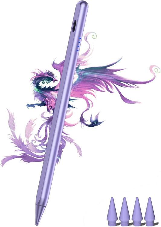 Stylus Pen for iPad 9th&10th - Fast Charge for iPad Pencil Palm Rejection Active Pen Compatible with (2018-2025) Apple iPad 6/7/8/9/10/11(A16), Pro 11"/12.9"/M4, Mini 5/6, Air 3/4/5/M2/M3 (Purple)