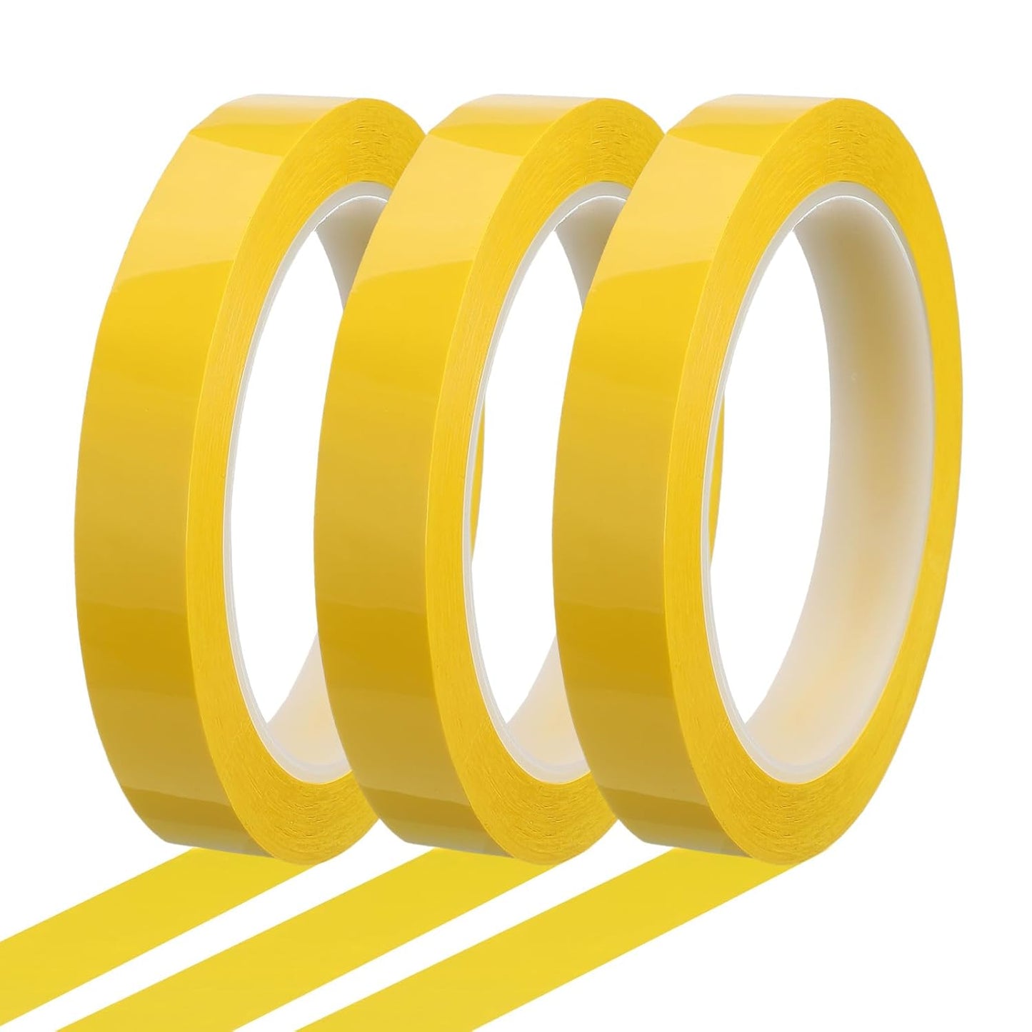 MECCANIXITY Whiteboard Tape 5/8" x 72 Yard Pinstripe Graphic Chart Line Grid Marking Tapes for Classroom Office Dry Erase Board Art, Dark Yellow, Pack of 3