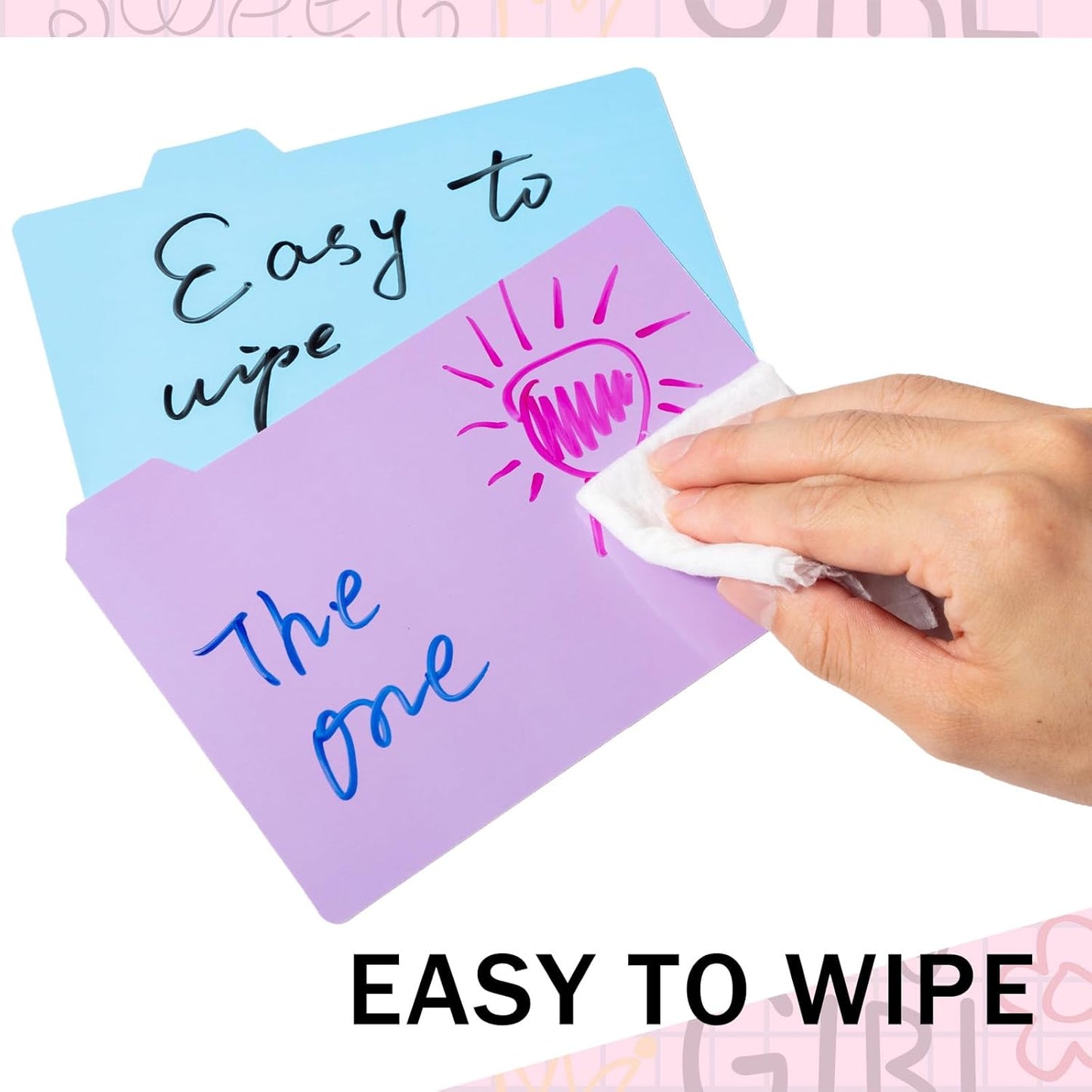 Harloon 52 Pcs Dry Erase Index Card Guide Set Include 50 Index Card Dividers 2 Number Alphabet Sticker with Tabs Photo Dividers for Office Business Back to School Supplies(4 x 6 Inch,Candy)