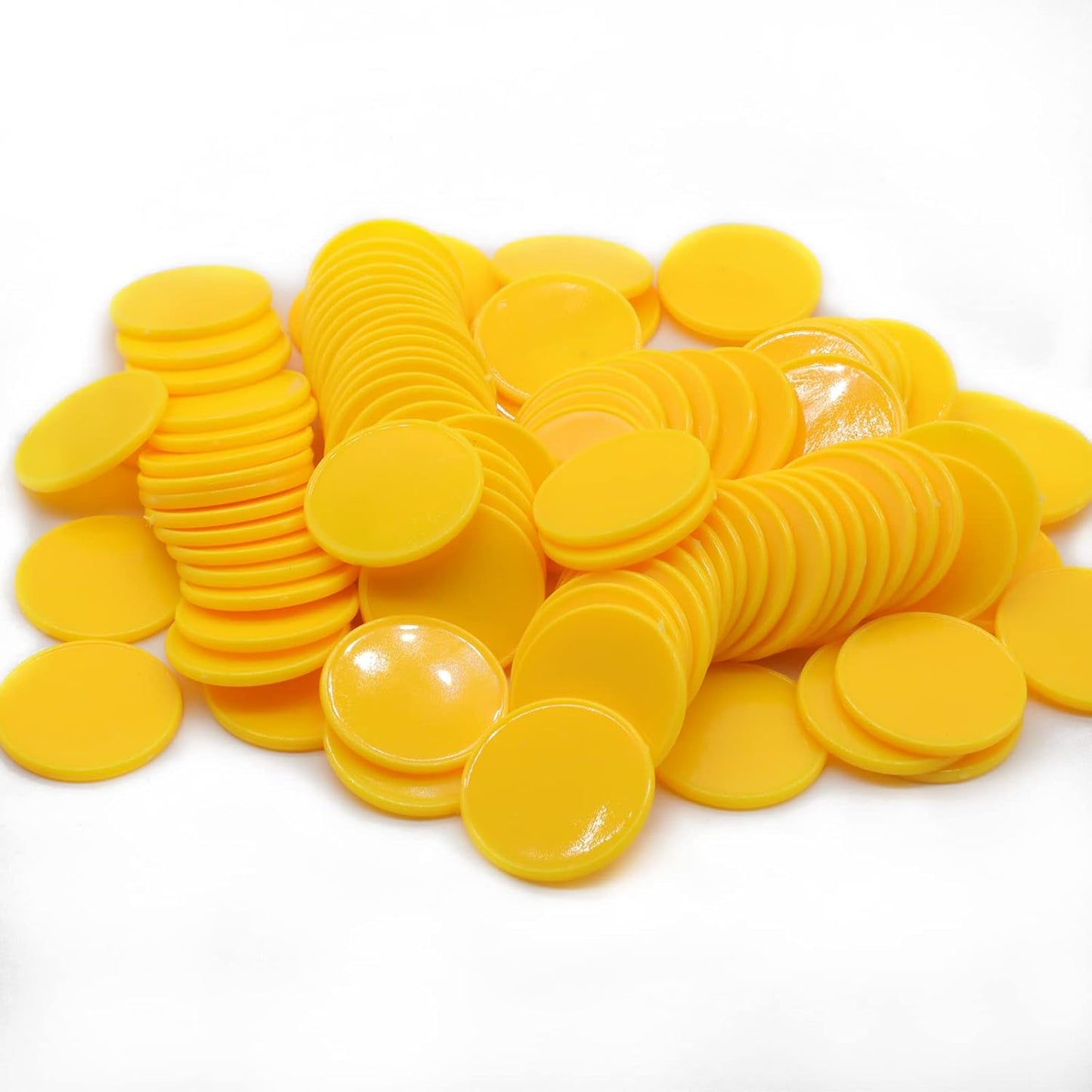 Set of 100 Opaque Plastic Learning Counters Mini Poker Chips Game Tokens with Storage Box (Yellow, 1.58 Inch)
