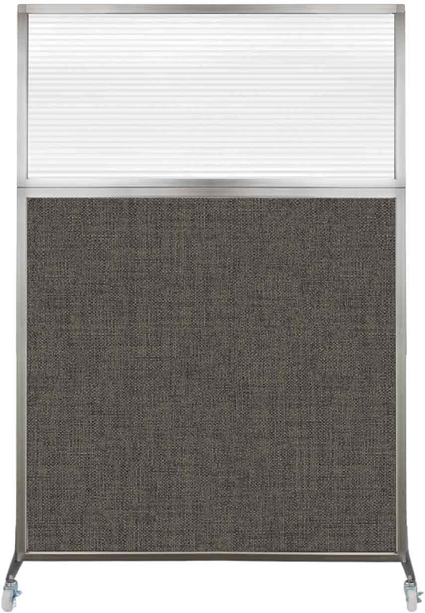 Versare Hush Screen Portable Room Divider with Wheels | Workstation Wall Divider | Freestanding Privacy Hush Panels | Clear Fluted Windows | Fabric Office Divider Screen | Great for Room Separation