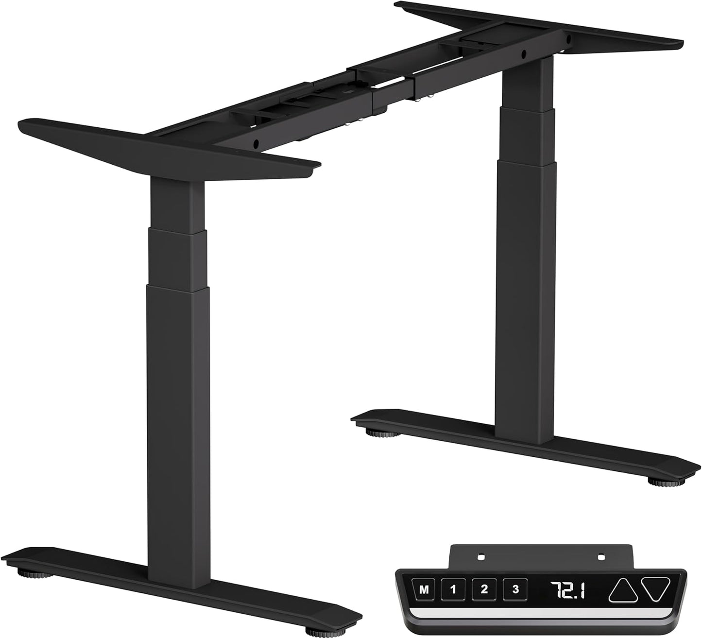 Okin Standing Desk Frame 3 Stage Dual Motor, Electric Stand Desk Legs Workstation up to 49.2",T-Shaped 270lb Load Adjustable Standing Computer Desk Base 43.3-71" for Home and Office,Black