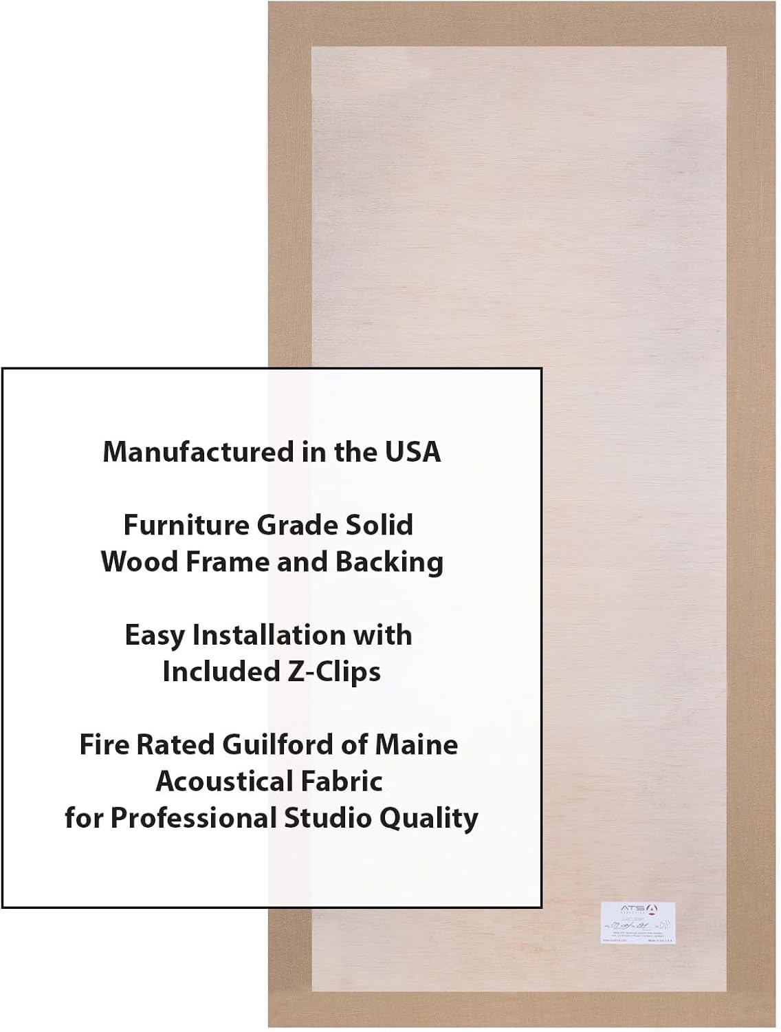 ATS Acoustics Sound Absorbing Acoustic Panel Fire Rated Professional Studio Quality 24" x 48" x 2" (Tan)