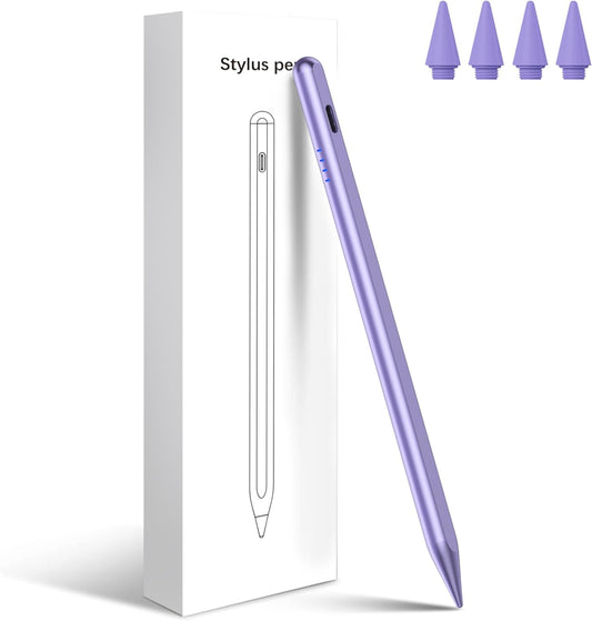 Stylus Pen for iPad 2018-2025, 20Mins Fast Charge for Apple Pencil with Tilt & Palm Rejection, Active Pens Compatible with iPad 6th-10th/A16, Pro 13" 12.9"/11”M4, Air 3/4/5/M2/M3, Mini 5/6 -Purple