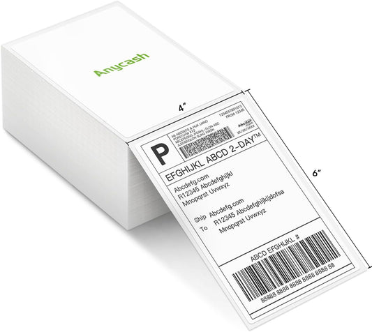 4x6 Thermal Paper, Pack of 500 Fanfold Shipping Labels with Perforated Line, Compatible with Thermal Label Printer, Commercial Grade Mailing Labels