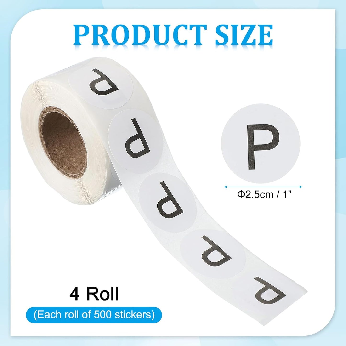 PATIKIL 1" Letter P Stickers, 4 Rolls Self-Adhesive Alphabet Round Circle Dots Labels for Organization Storage Inventory Boxes Scrapbook Craft 2000 Pcs Total