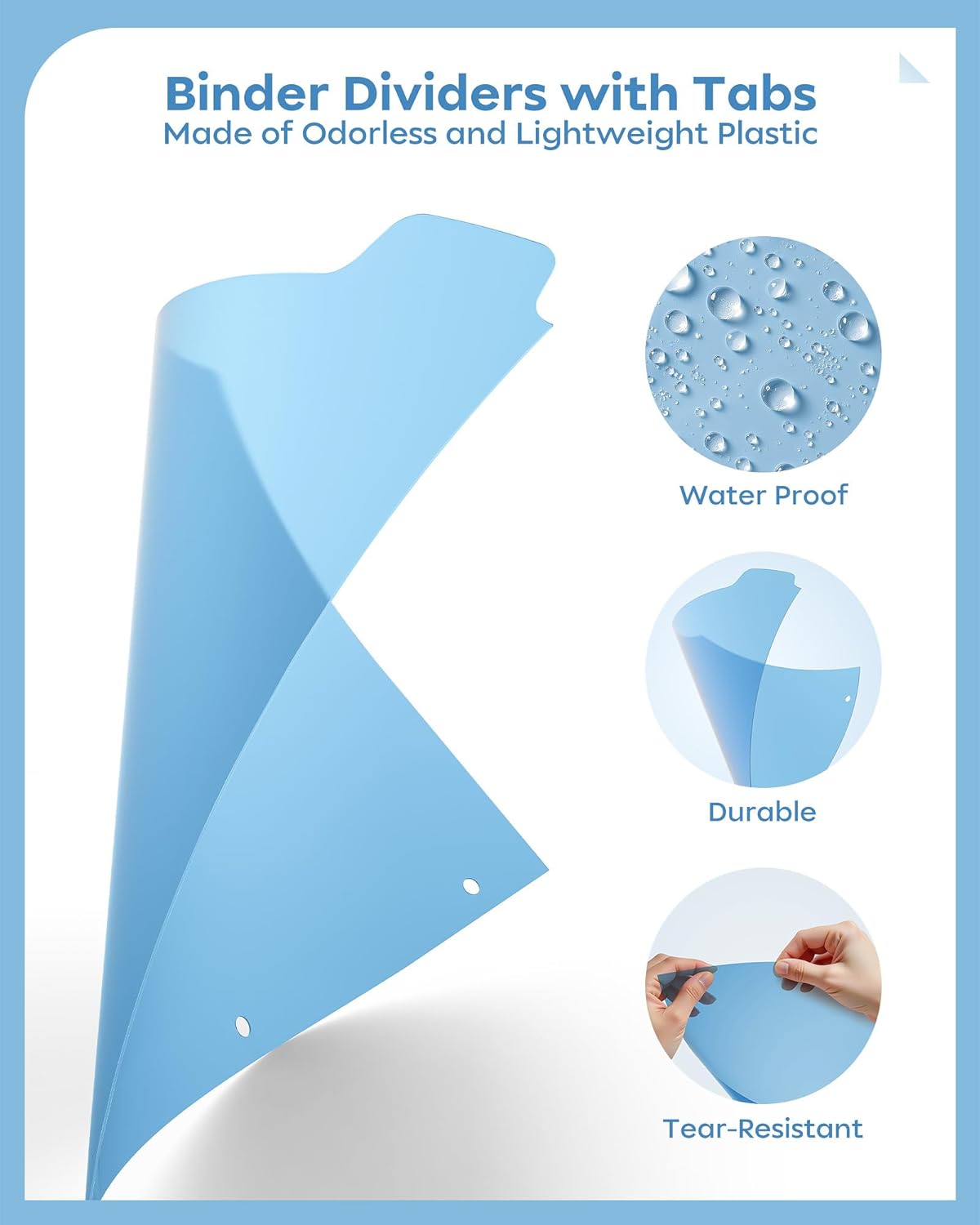 8 Tab Binder Dividers for 3 Ring Binder, 2 Set/16 Count, Thicken, Write & Erase Reusable Waterproof Plastic Binders for School & Office Files, Extra 40 Labels