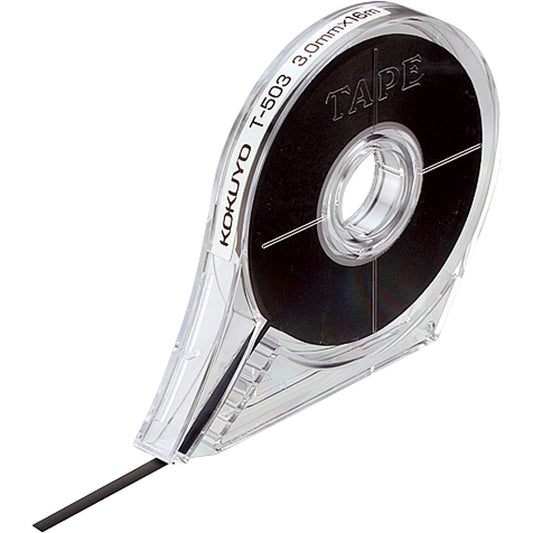 KOKUYO Whiteboard Tape, Width 1/8 Inch (3mm) Graphic Tape with Dispenser, Length 52 Ft (16m) Thin Pinstripe Line Tape Black Dry Erase White Board Accessories for Grid Bar Chart, Japan Import (T-503)