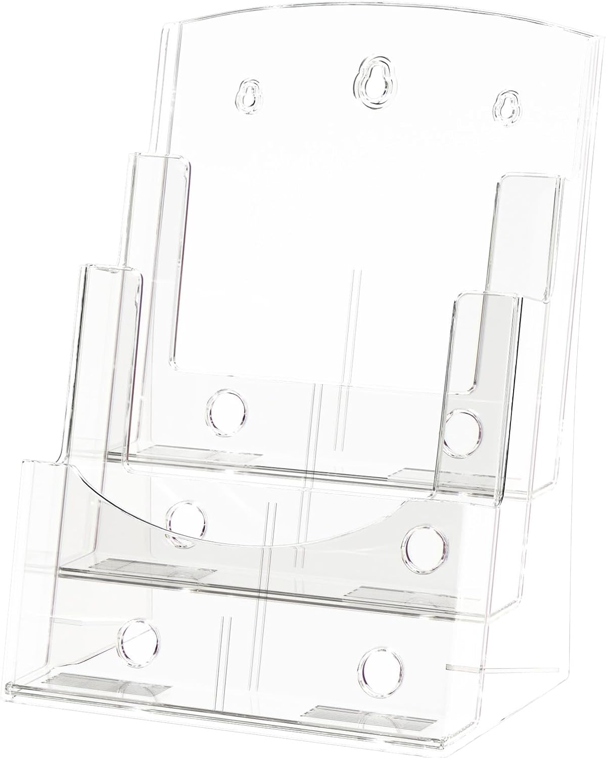 2Pack Acrylic Brochure Holder 8.5 x 11 inches, 3 Tier Clear Plastic Flyer Holder Display Stand, Wall Mount/Countertop Literature Organizer for Documents, Pamphlets, Booklets, and Menu