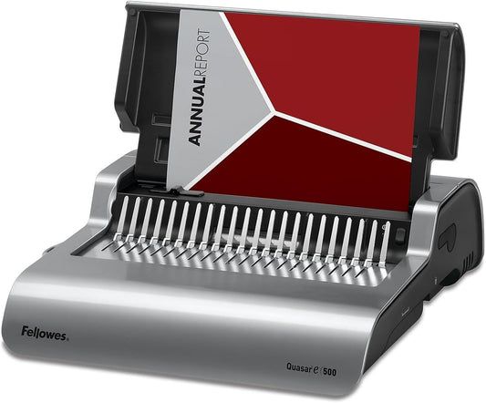 Fellowes 5216901 Quasar 500 Electric Comb Binding System, 16 7/8 x 15 3/8 x 5 1/8, Metallic Gray