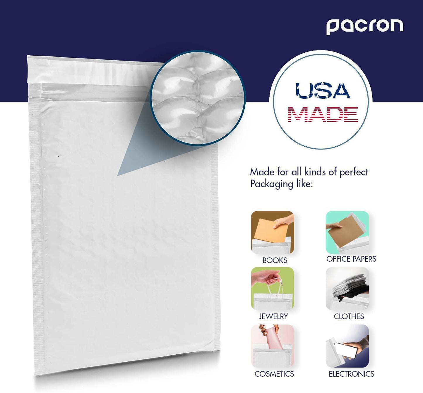 500-Pack Waterproof Poly Bubble Mailers 5 x10 - Thick, Durable, Instant Seal Envelopes with Strong Adhesive - Protective Shipping Mailers for Jewelry, Cosmetics, SD Cards, USB Cables