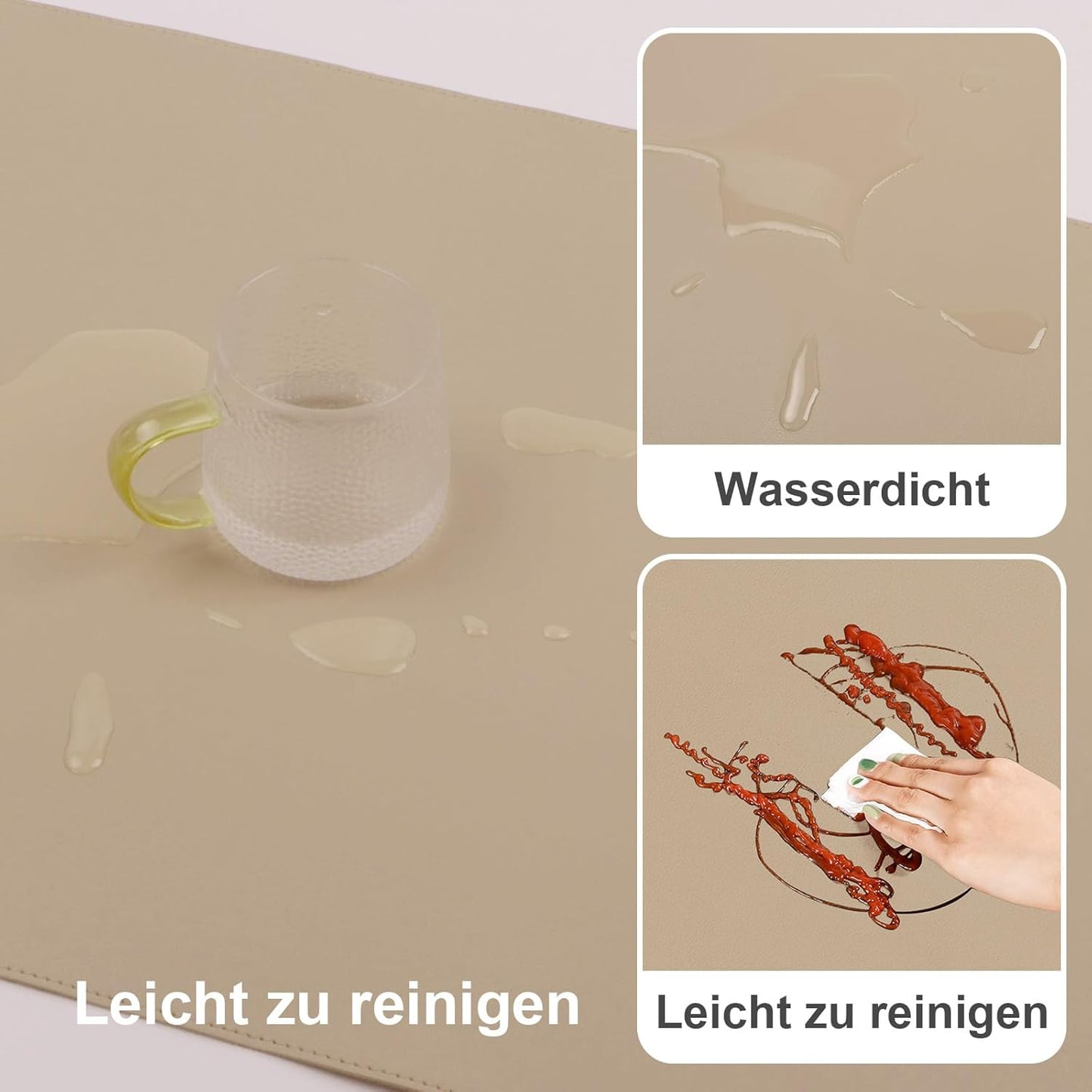 DAWNTREES Desk Mat Protector,PU Leather Desk Pad,Non Slip, Large Mouse Pad and Keyboard Mat, Waterproof Writing Pad for Office and Home (Beige,39.4''x19.7'')